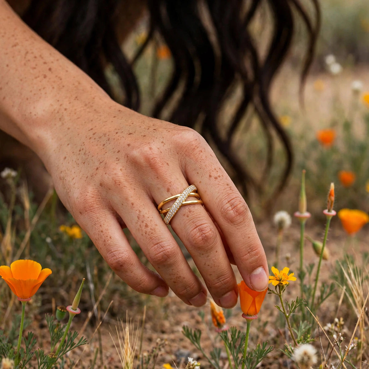 Model wearing the Luxury Crystal Ring