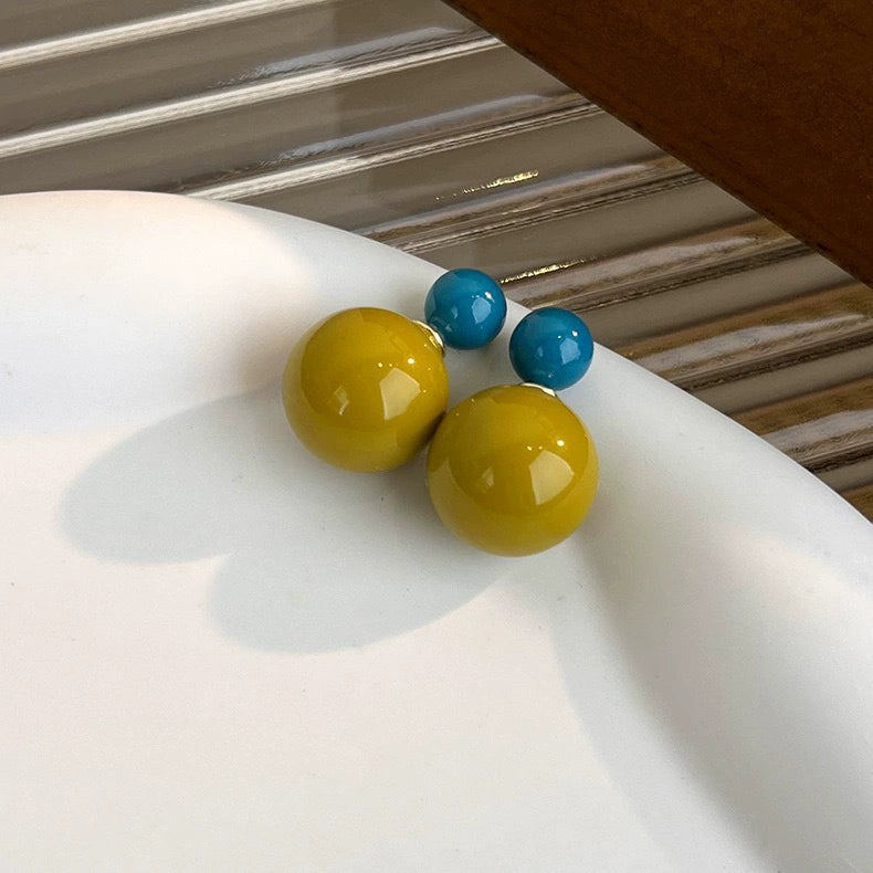 Double Glossy Ball Stud Earrings