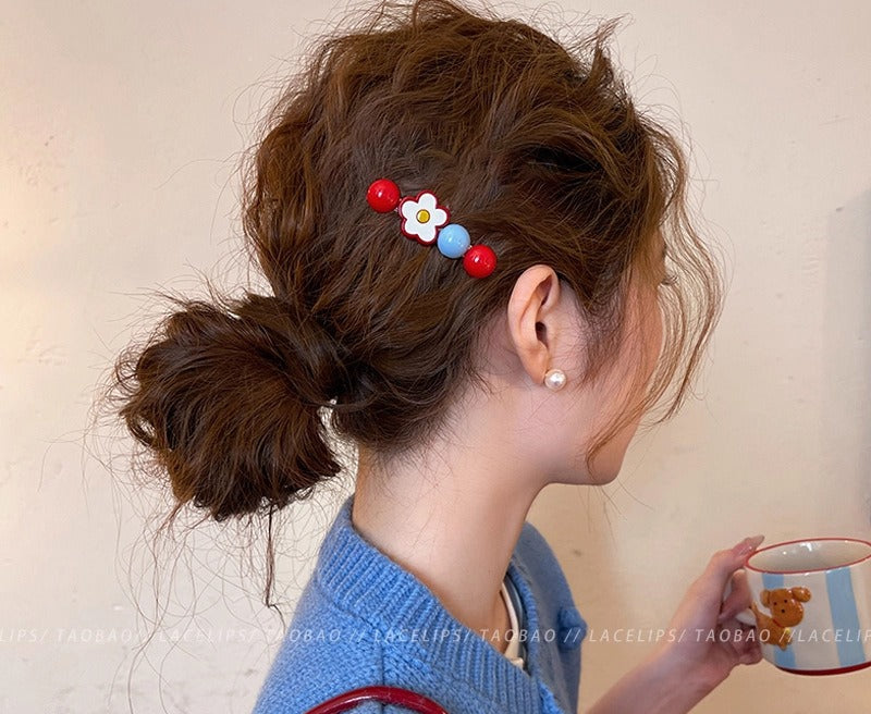 Colorful Beaded Flower Hair Clip
