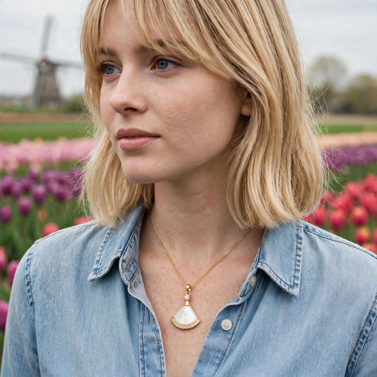 Model wearing the Crystal Pendant Necklace