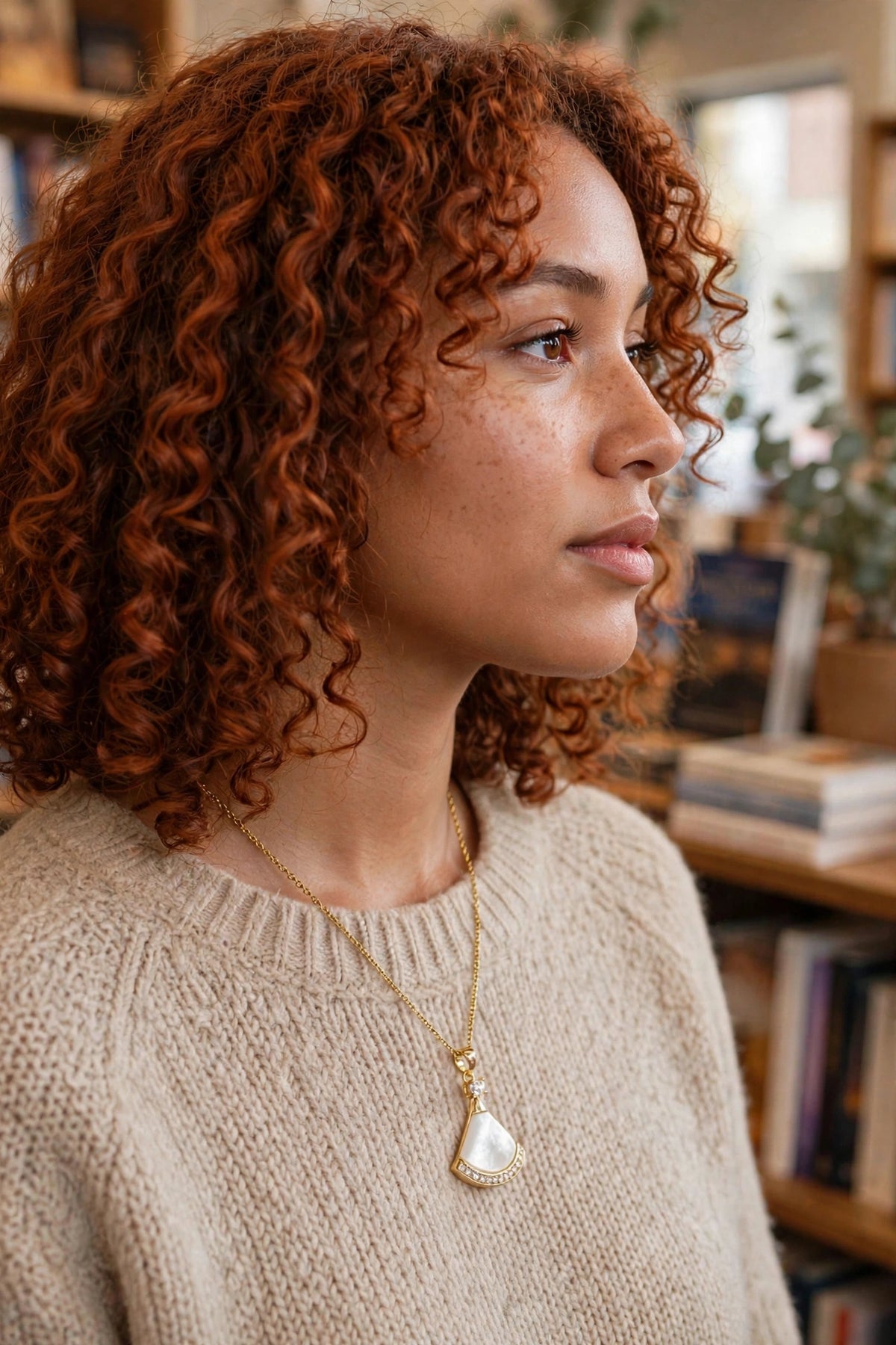Model wearing the Crystal Pendant Necklace