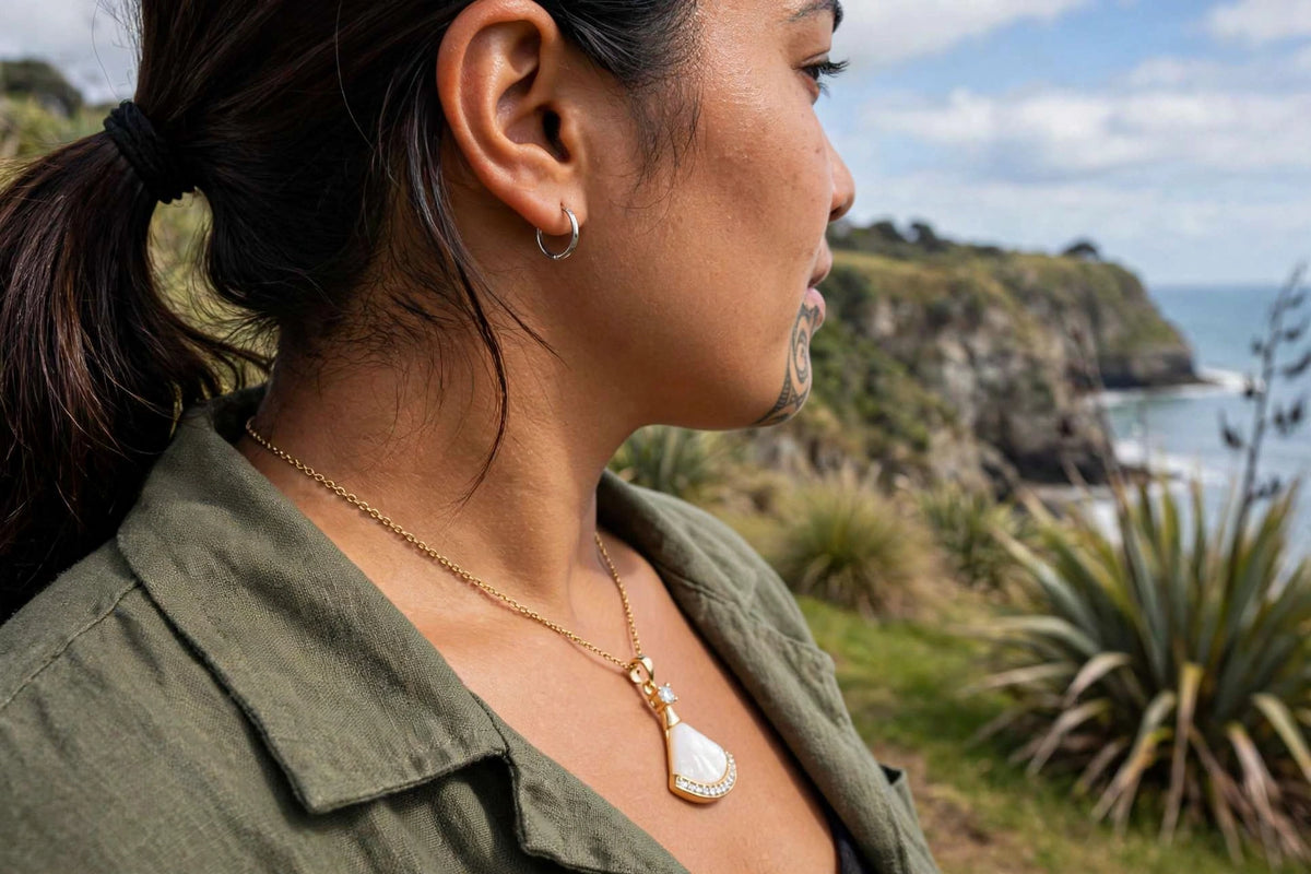 Model wearing the Crystal Pendant Necklace