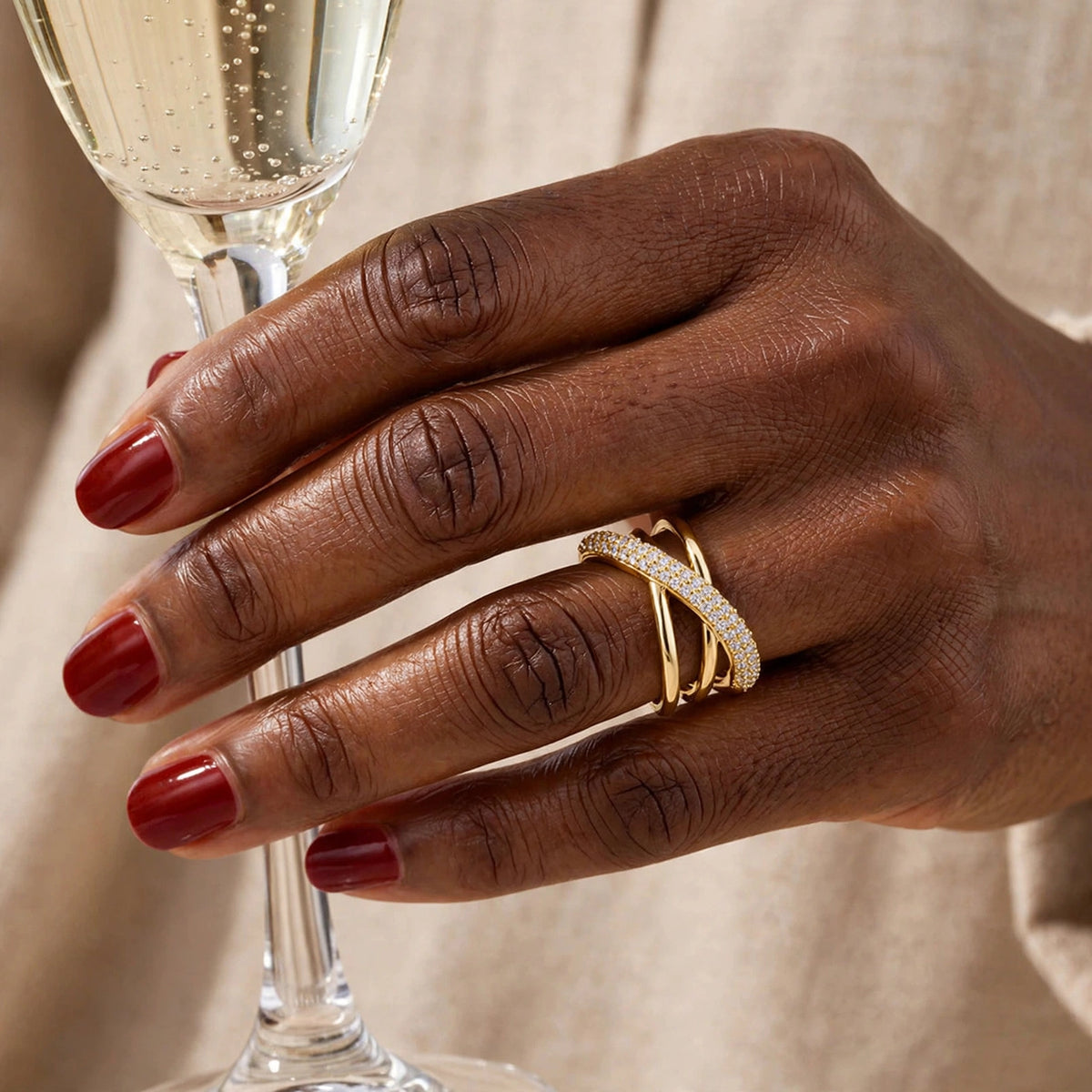 Model wearing the Luxury Crystal Ring
