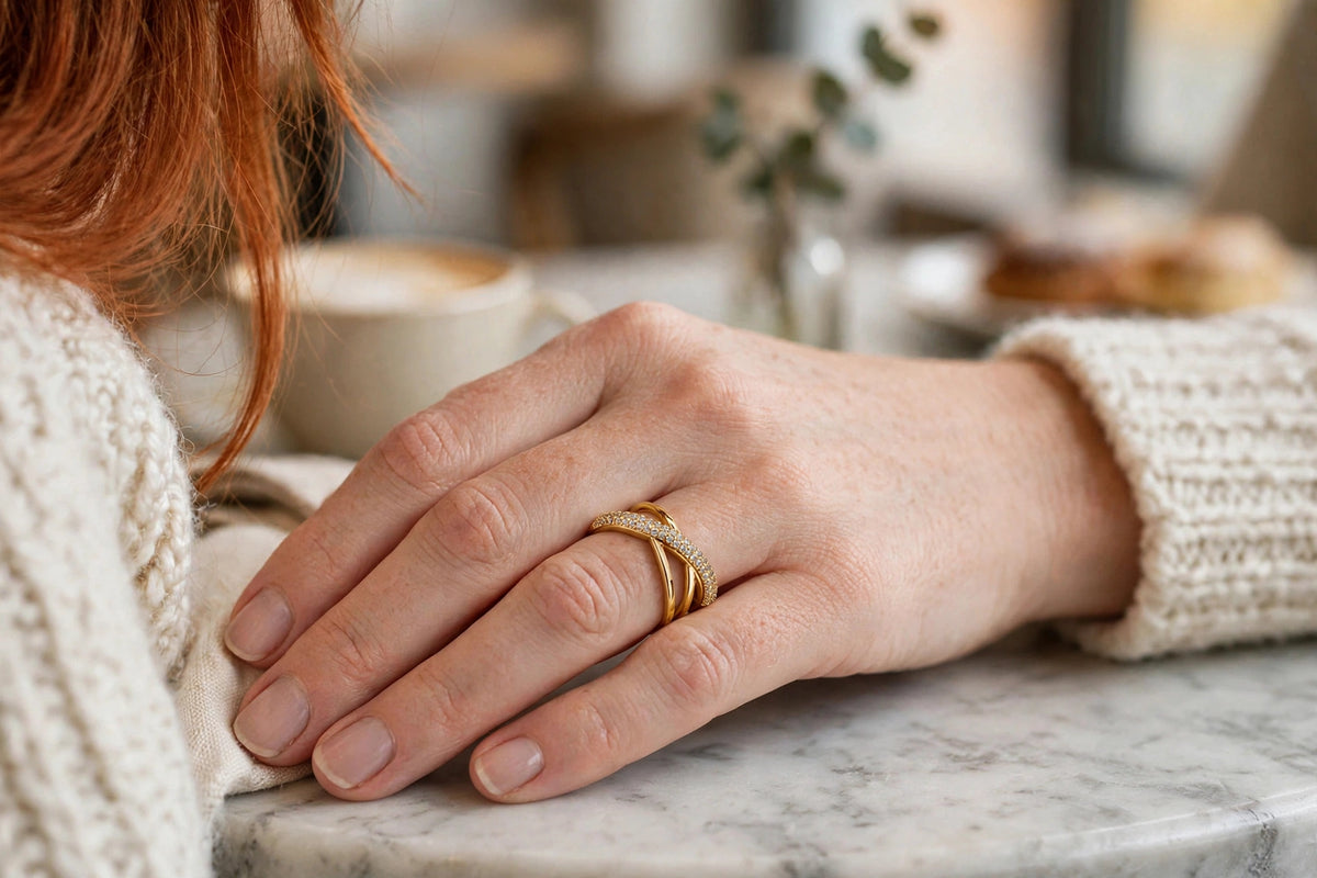 Model wearing the Luxury Crystal Ring