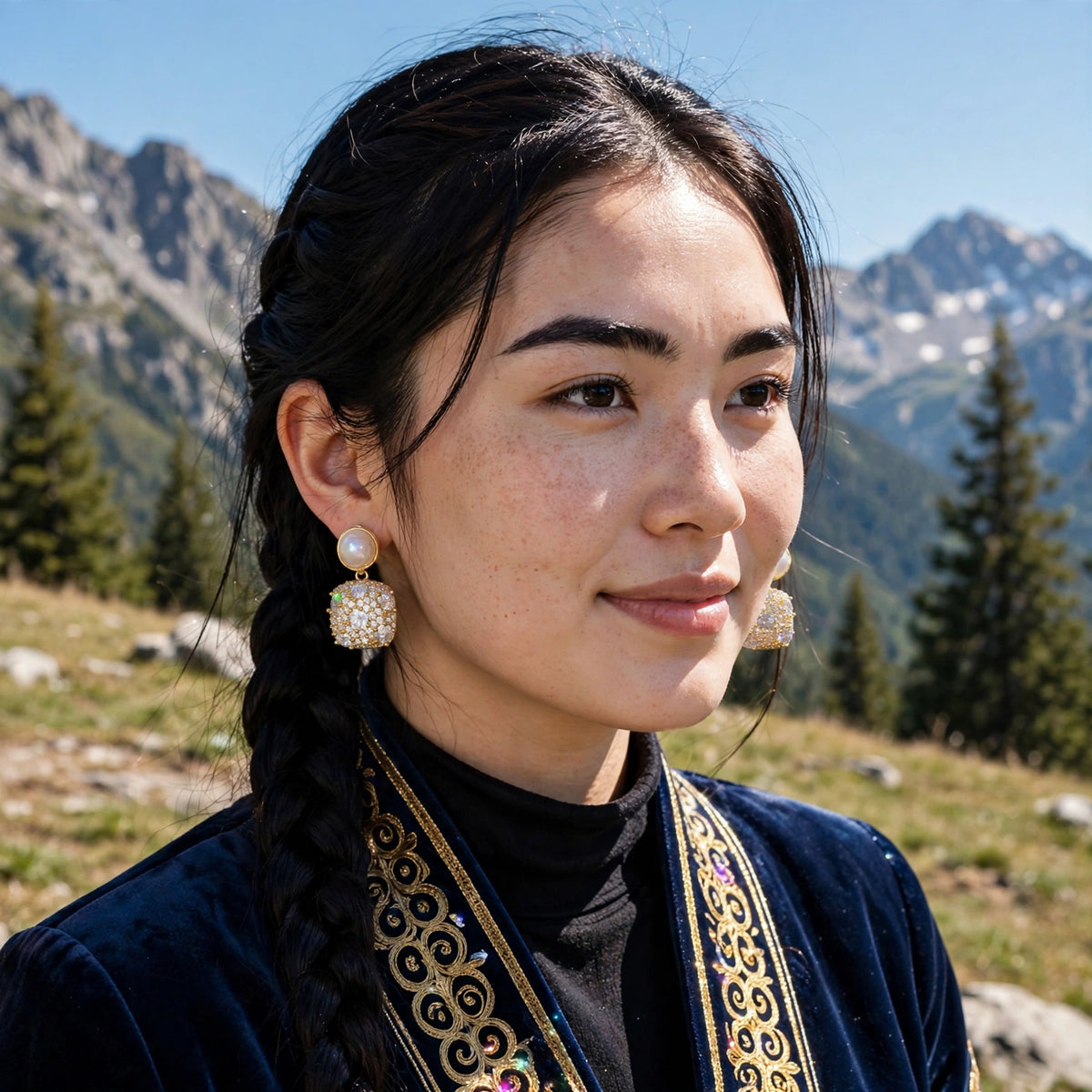 Model wearing the Crystal Teardrop Dangle Earrings