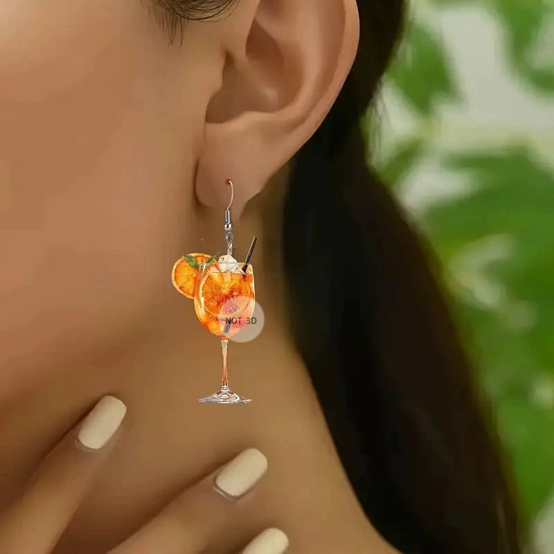 Cocktail Glass Drop Earrings
