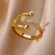 Luxury Crystal Ring, Gold-Tone Plated Brass with Cubic Zirconia, Universal Fit