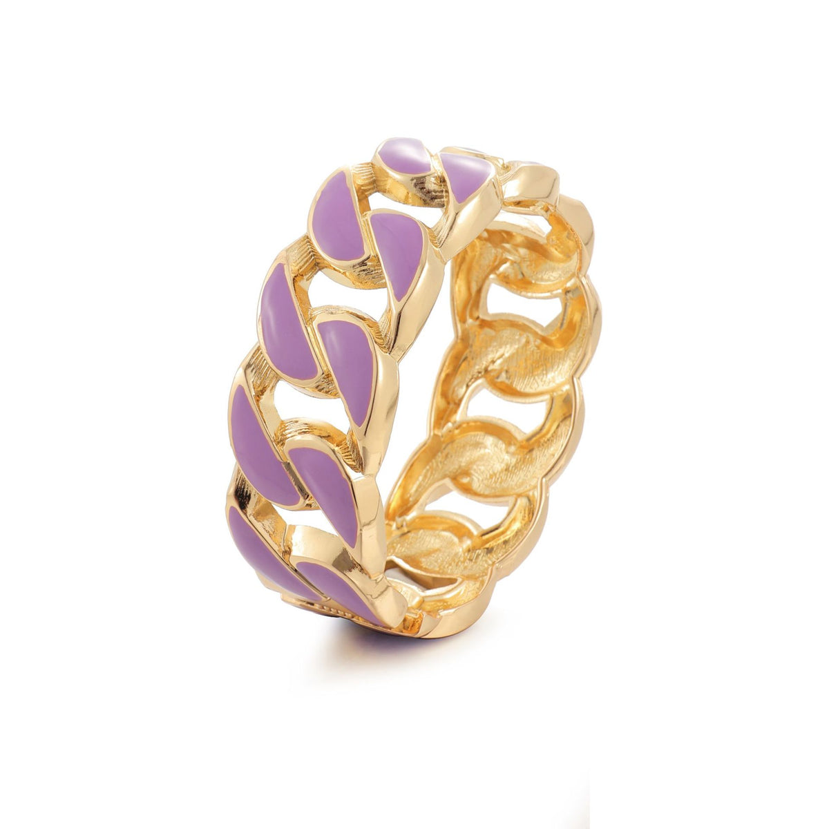 Purple enamel Cuban chain-link bangle