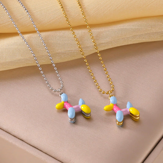 Colorful Balloon Dog Pendant Necklace