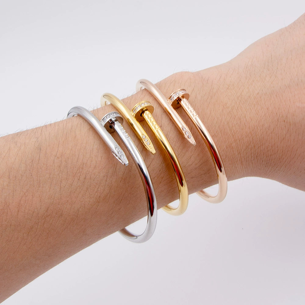 Crystal Nail Bangle Bracelet