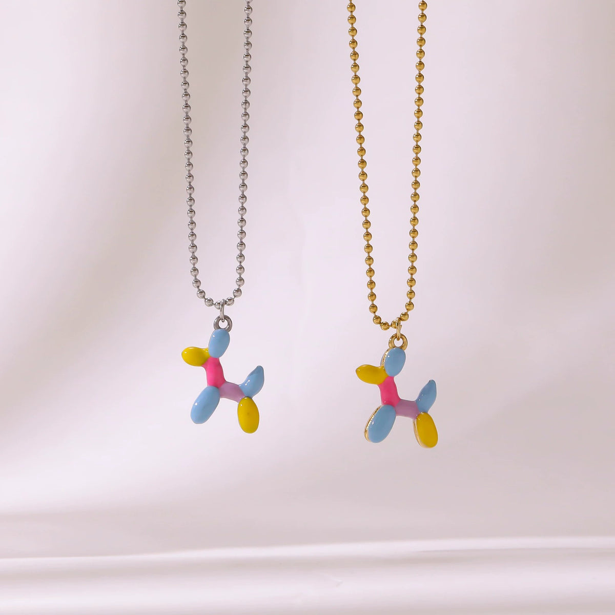 Colorful Balloon Dog Pendant Necklace