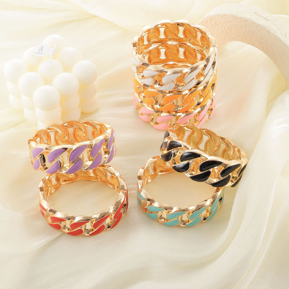 Enamel Cuban chain-link bangles in several colors