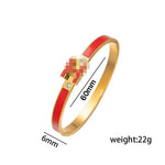 Enamel H-Clasp Bangle Bracelet