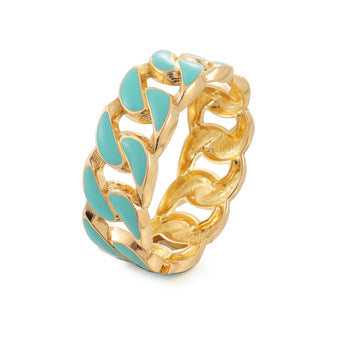 Turquoise enamel Cuban chain-link bangle
