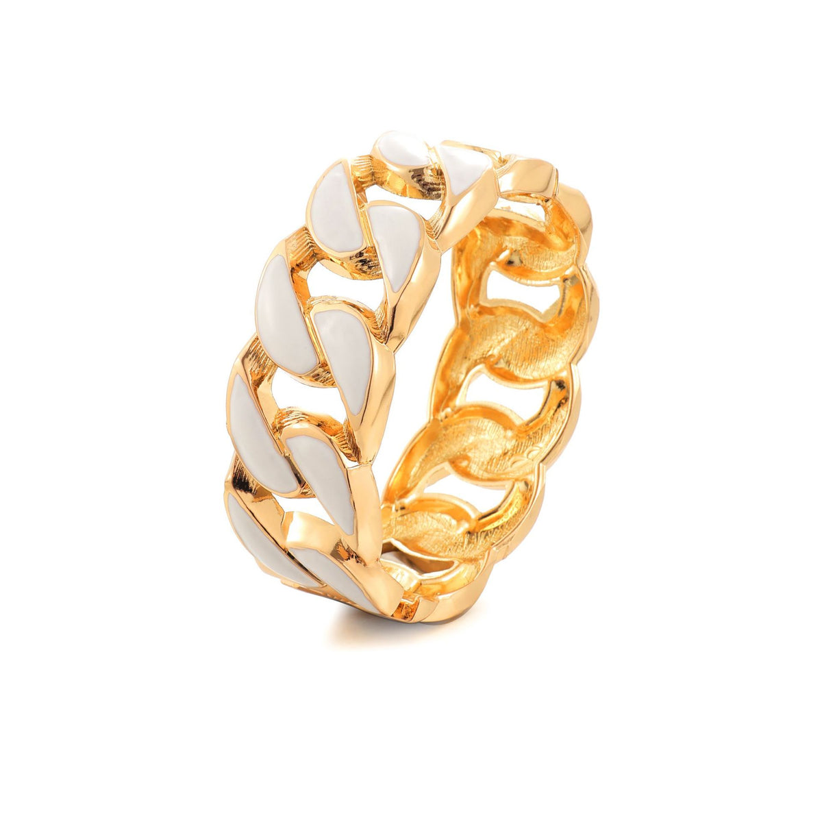 White enamel Cuban chain-link bangle