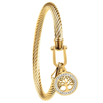 Tree of Life Twisted Cable Bangle Bracelet