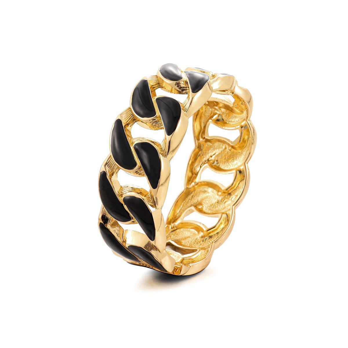 Black enamel Cuban chain-link bangle