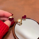 Red Velvet Heart &amp; Pearl Double-Sided Stud Earrings