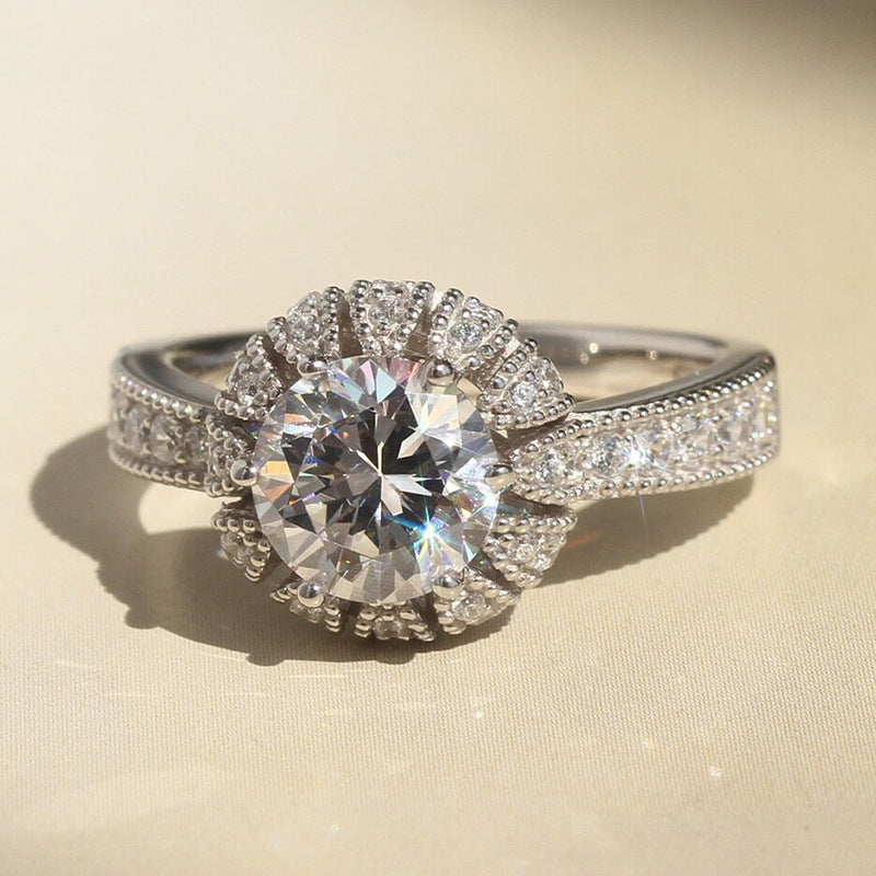 Sunflower halo ring side view
