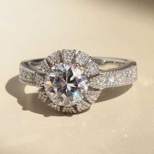 Sunflower halo ring side view