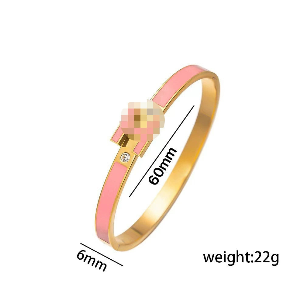 Enamel H-Clasp Bangle Bracelet