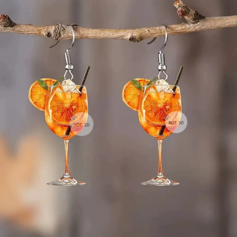 Cocktail Glass Drop Earrings