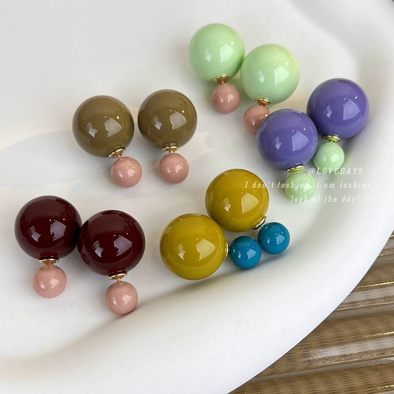 Double Glossy Ball Stud Earrings