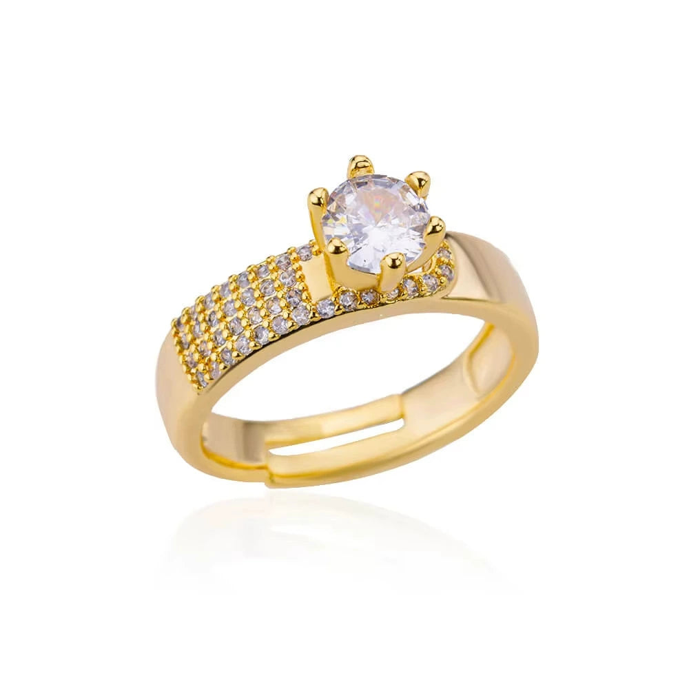 Luxury Crystal Ring Plated Brass with Cubic Zirconia
