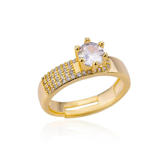 Luxury Crystal Ring Plated Brass with Cubic Zirconia