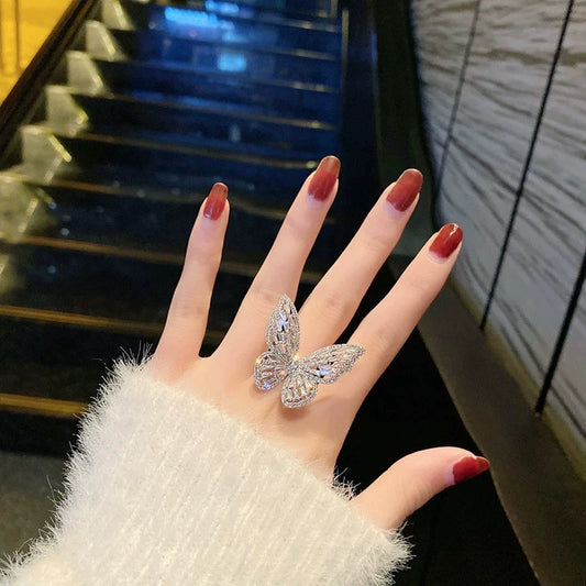 Crystal Butterfly Brooch Rings
