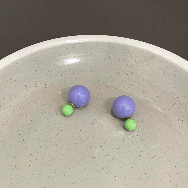 Double Glossy Ball Stud Earrings