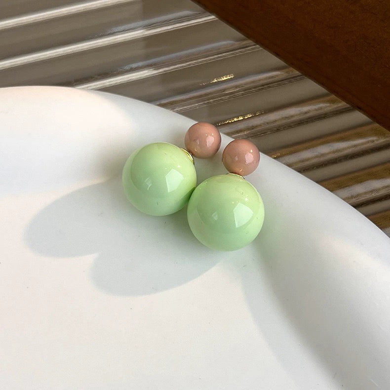 Double Glossy Ball Stud Earrings