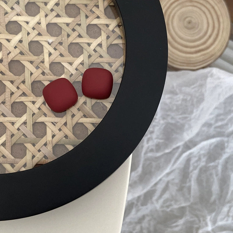 Matte Square Cushion Stud Earrings