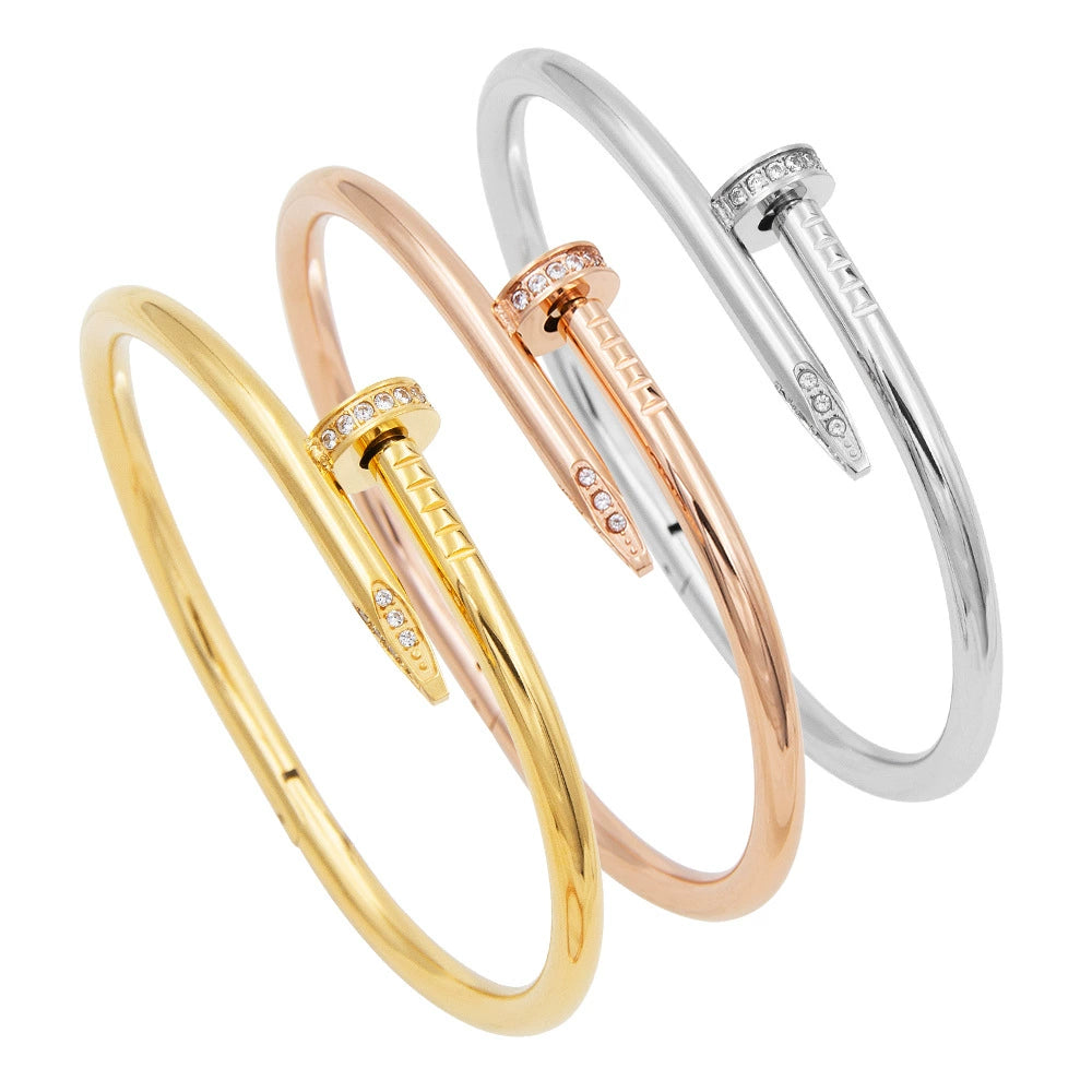Crystal Nail Bangle Bracelet