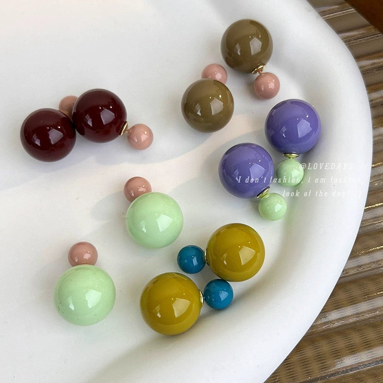 Double Glossy Ball Stud Earrings