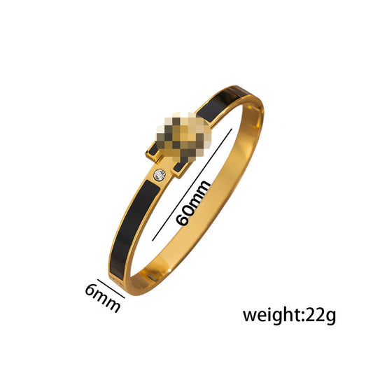 Enamel H-Clasp Bangle Bracelet