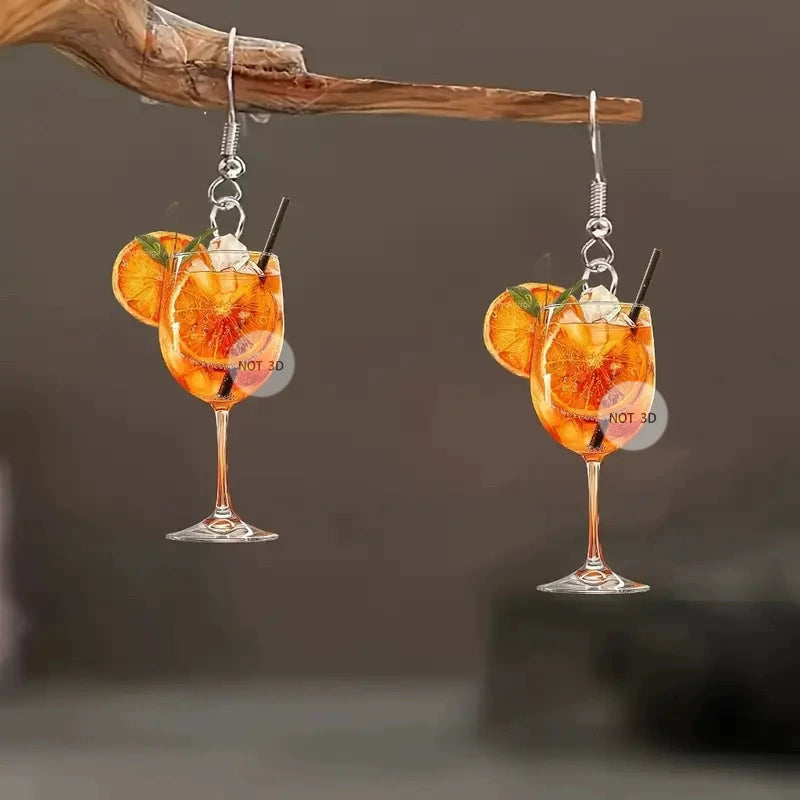 Cocktail Glass Drop Earrings