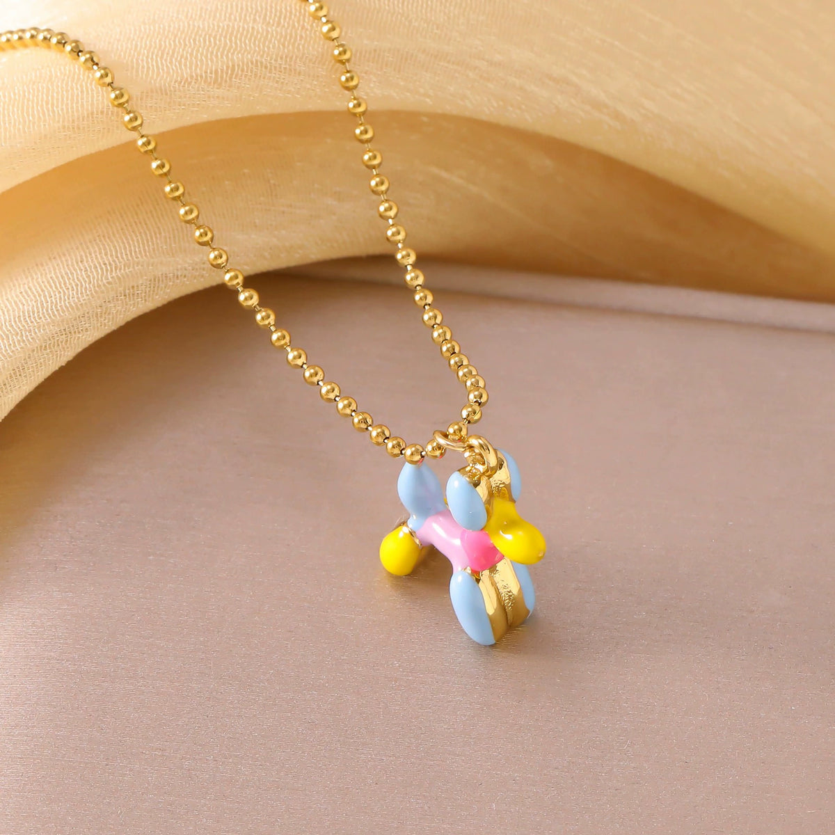 Colorful Balloon Dog Pendant Necklace