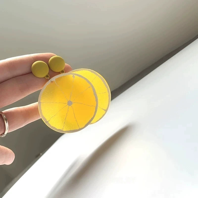 Oversized Citrus Slice Drop Earrings