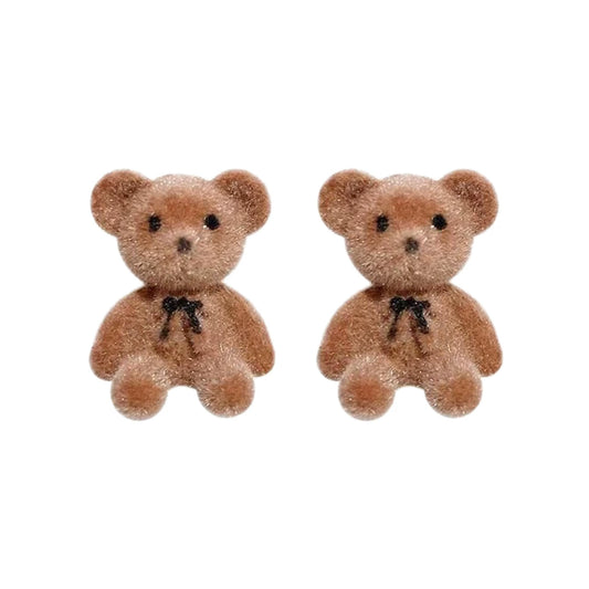 Fluffy Teddy Bear Stud Earrings