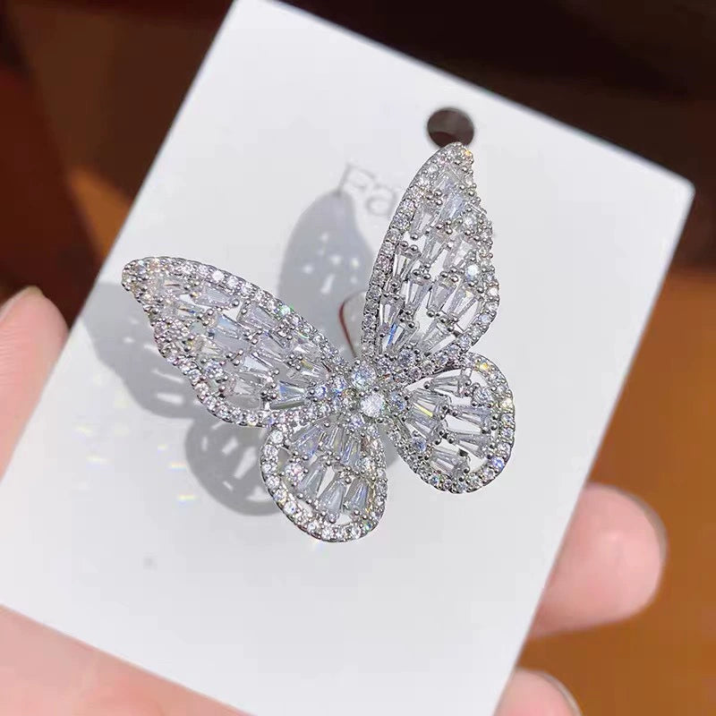 Crystal Butterfly Brooch Rings