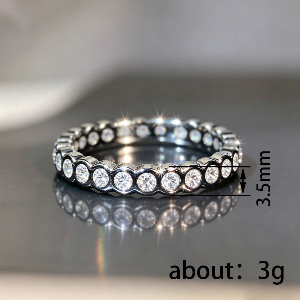 Eternity band ring size: 3.5 mm wide
