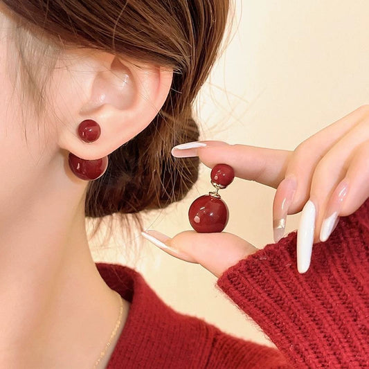 Double Glossy Ball Stud Earrings