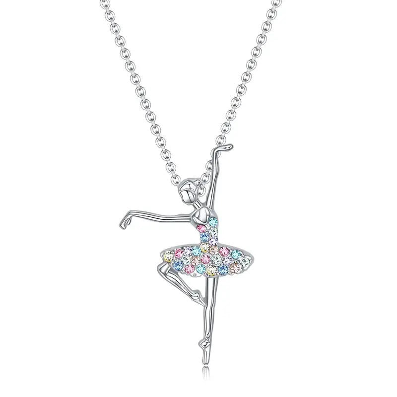 Crystal Ballerina Pendant Necklace