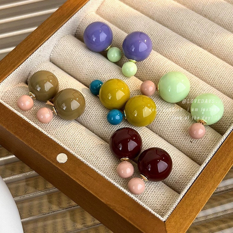 Double Glossy Ball Stud Earrings
