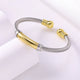 Two-Tone Twisted Cable Bar Cuff Bracelet