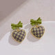 Green Bow &amp; Plaid Heart Drop Earrings