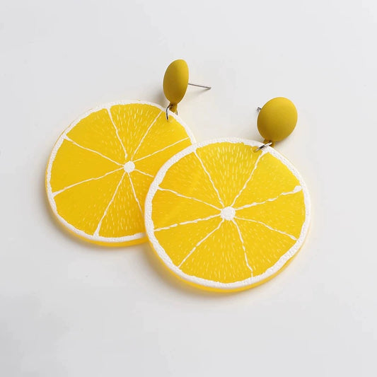 Oversized Citrus Slice Drop Earrings