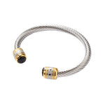 Two-Tone Twisted Cable Open Cuff Bracelet