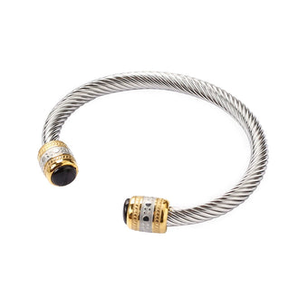 Two-Tone Twisted Cable Open Cuff Bracelet